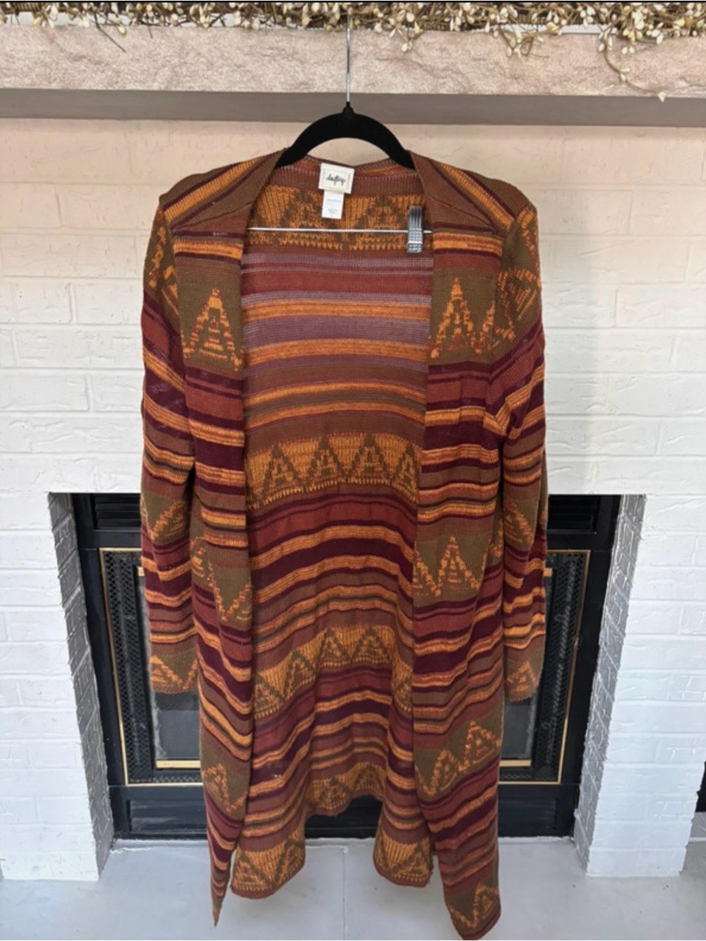 Daytrip Rust Multi-Stripe Long Open Cardigan